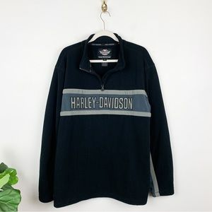 Harley-Davidson Men’s Black Fleece 1/4 Zip Pullover Sz XL